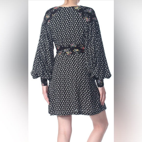 Free People Womens Wonderland Printed A-Line Mini Dress Color Black Size X-Small - Picture 3 of 14